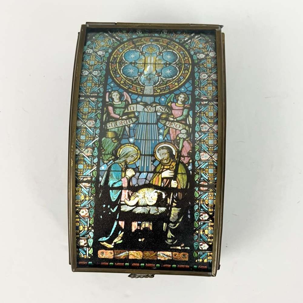 Handcrafted Via Vermont Trinket Jewelry Box Handcrafted Mexico Nativity Scene